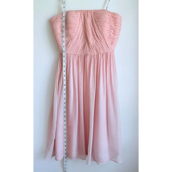 Donna Morgan Bridesmaids 100% Silk Chiffon Sweetheart Strapless Dress in Pink 6 - Picture 7 of 10